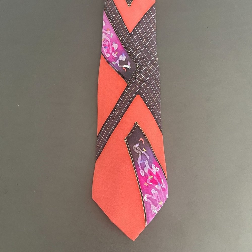 Robert Daskai Red Patchwork Neck Tie